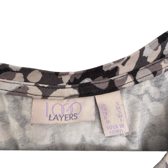 LOGO Layers Lori Goldstein Geometric Lace Trim Jersey Chemise Nightgown Small - Picture 5 of 8